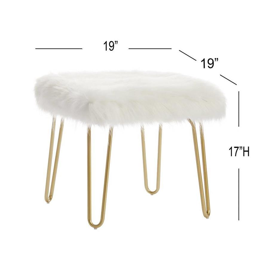 eLuxury Glam White Faux Fur Ottoman in the Indoor Ottomans department