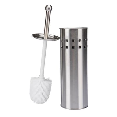 NEW SET OF 2 STAINLESS STEEL TOILET BATHROOM CLEANING BRUSH FREE STANDING HOLDER