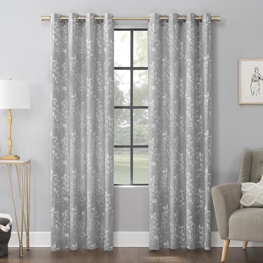 Scott Living 96-in Gray Poly/Cotton Semi-Sheer Single Curtain Panel in ...