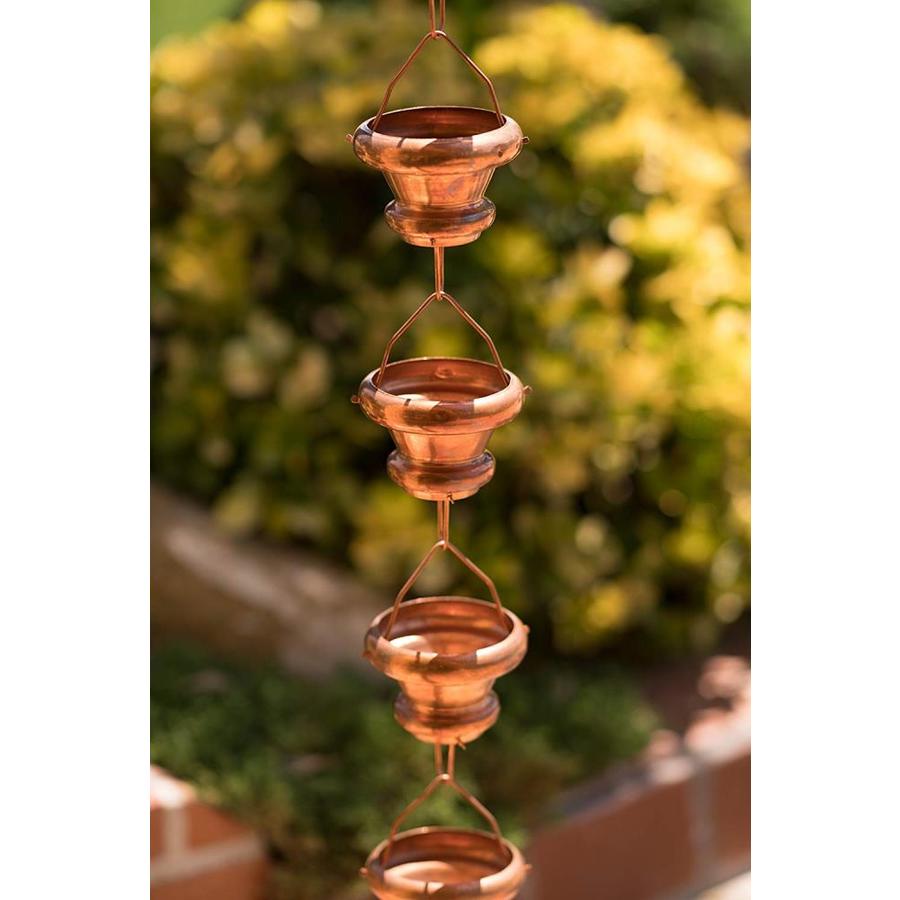 Monarch Rain Chains Haru 8.5-ft Natural Copper Pails Rain Chains in the ...