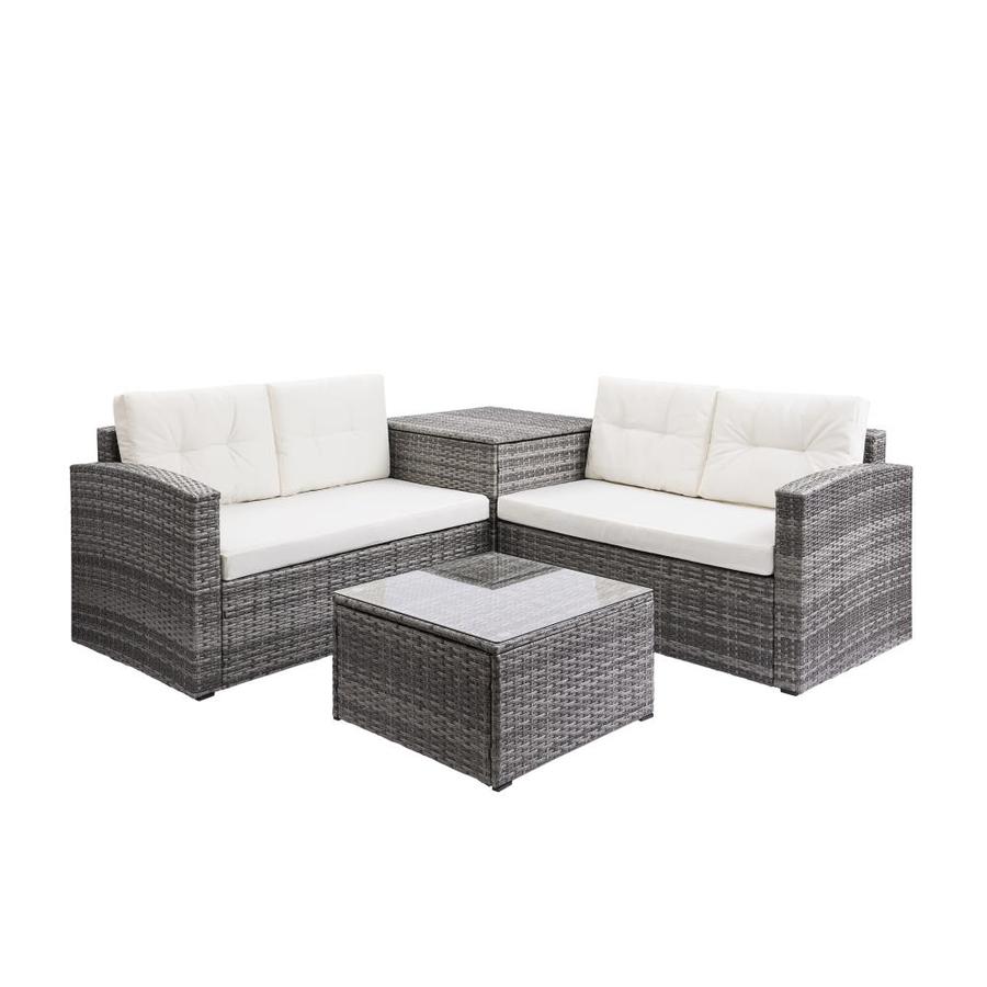 Kinwell 8 Piece Rattan Sectional Seating Group With Cushions Patio Furniture Sets Outdoor Wicker Sectional In The Patio Conversation Sets Department At Lowes Com