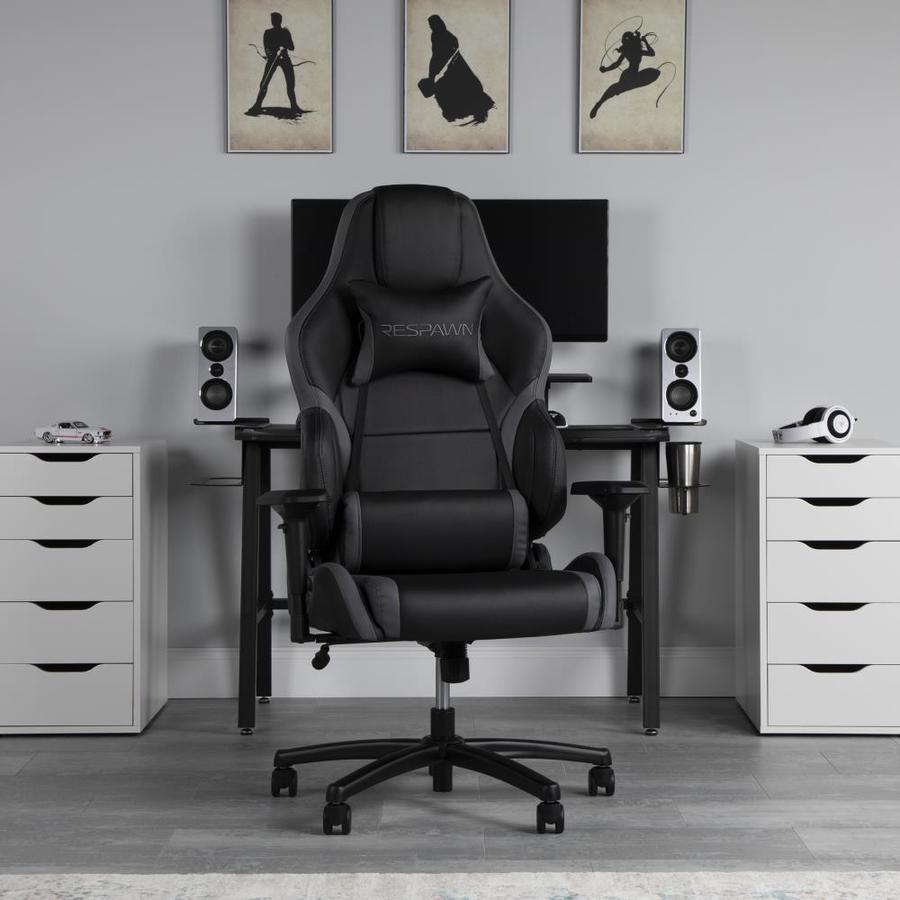 RESPAWN Gray Traditional Ergonomic Adjustable Height Swivel Desk Chair ...