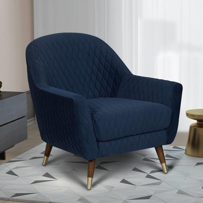 eLuxury Modern Navy Blue Velvet Accent Chair in the Chairs