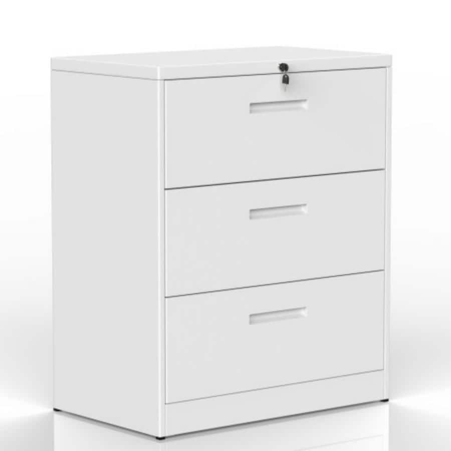 CASAINC White Lateral File Lockable Metal Heavy Duty 3 Drawer