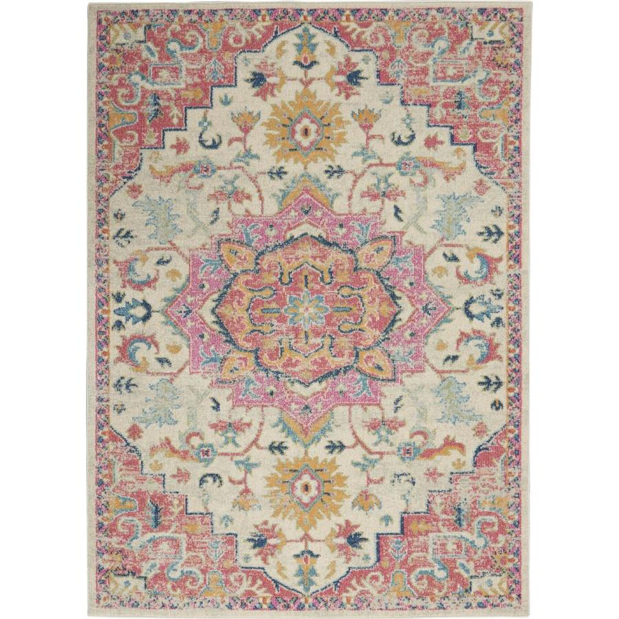 Nourison Passion 8 x 10 Ivory/pink Abstract Area Rug in the Rugs