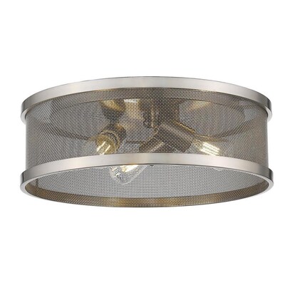 Golden Lighting Channing 15-in Pewter Industrial Incandescent Flush Mount Light Golden Lighting Channing 15-in Pewter Industrial Incandescent Flush Mount Light