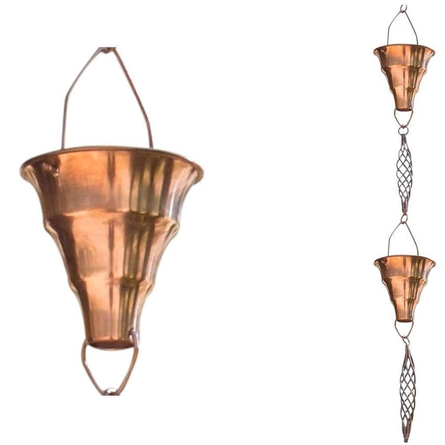Monarch Rain Chains Tara 8.5ft Copper Flower Rain Chains in the Rain