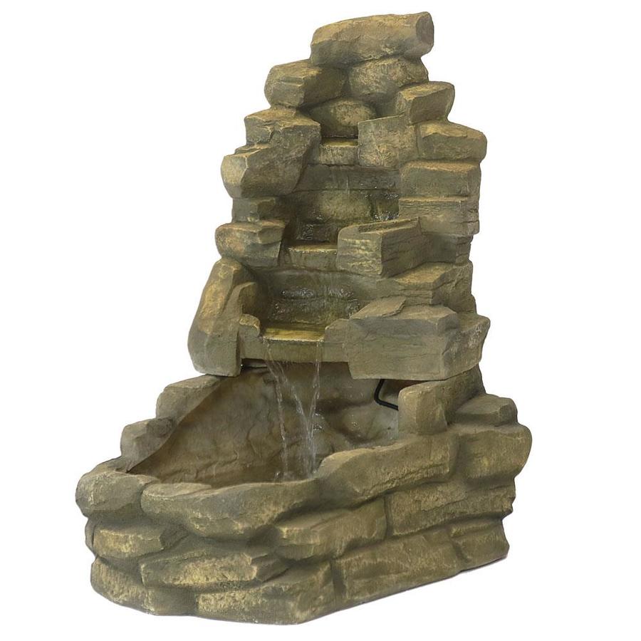 Fiberglass Rock Waterfall Fountain Outdoor Fountains At Lowes Com