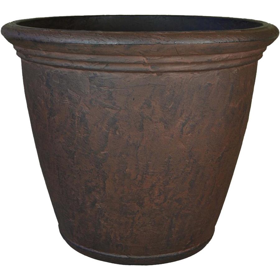 Sunnydaze Decor 24-in W x 19-in H Dark Brown Resin Planter in the Pots