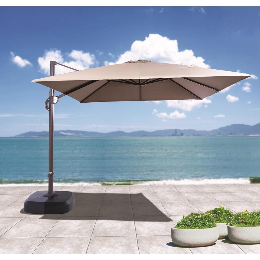 International Home 10 Ft Square Blue With Blue Aluminum Frame Solar Powered Push Button Tilt Garden Patio Umbrella And Base In The Patio Umbrellas Department At Lowes Com