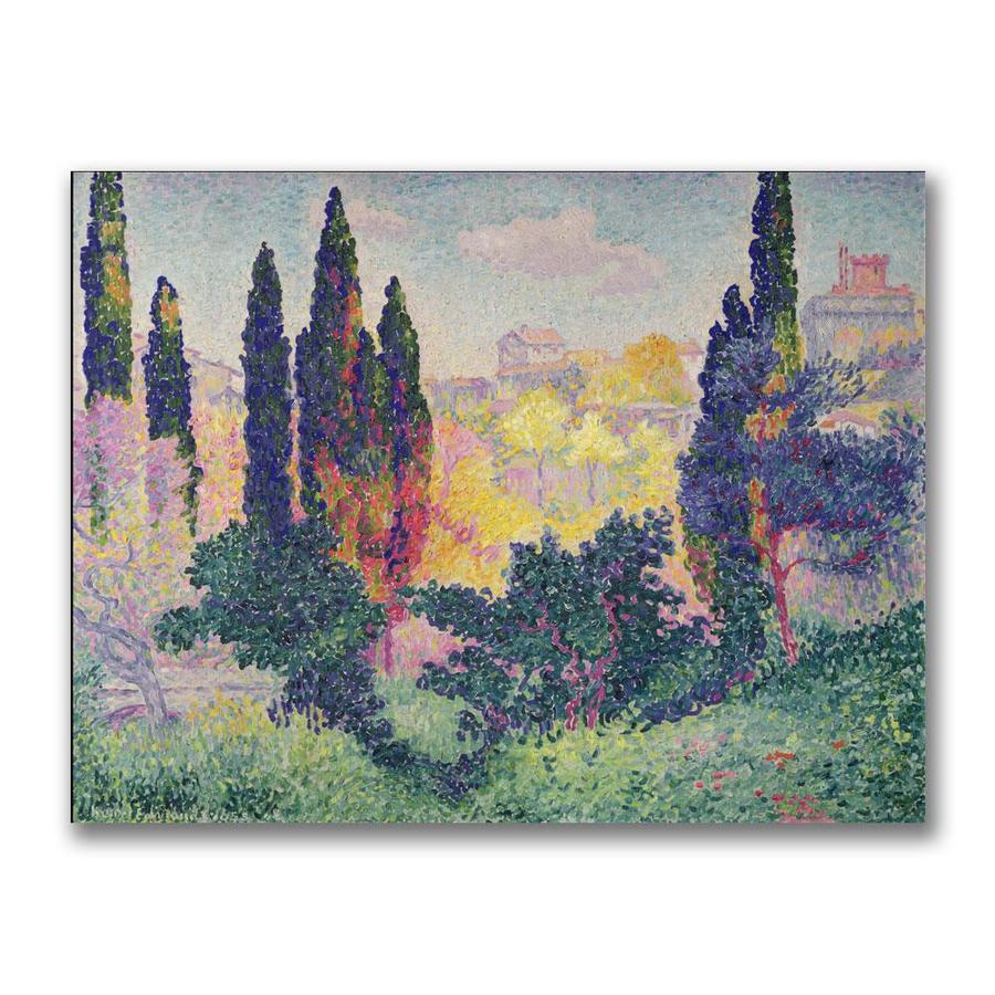 Trademark Fine Art Henri Edmond Cross The Cypresses At Cagnes 18x24 Canvas Art In The Wall Art Department At Lowes Com