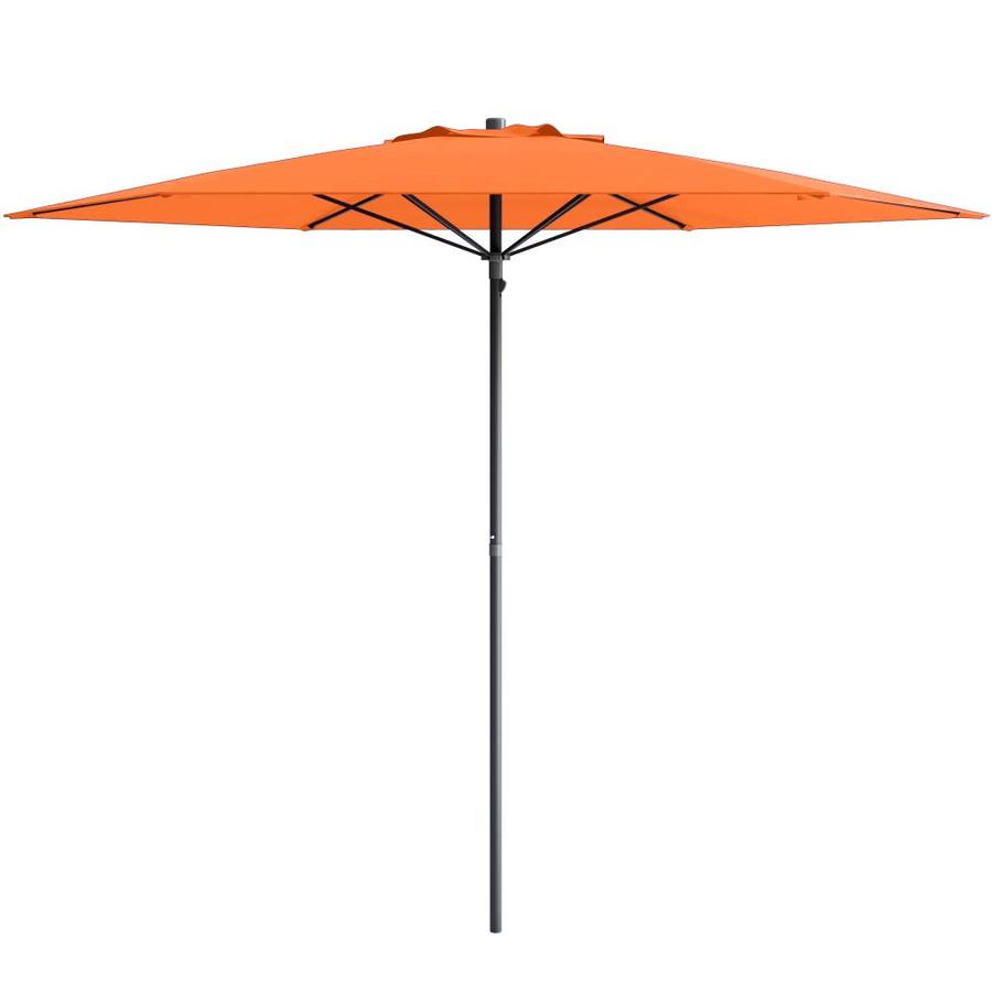 Trademark Innovations 7 Ft Octagon Orange With Black Steel Frame Solar Powered Push Button Tilt Market Patio Umbrella In The Patio Umbrellas Department At Lowes Com