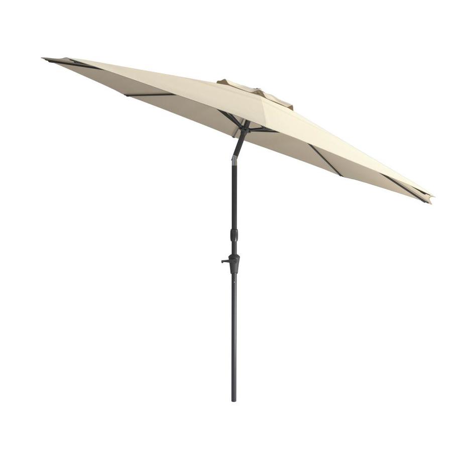 Corliving 10 Ft Round Orange With Black Aluminum Frame Auto Tilt Market Patio Umbrella In The Patio Umbrellas Department At Lowes Com