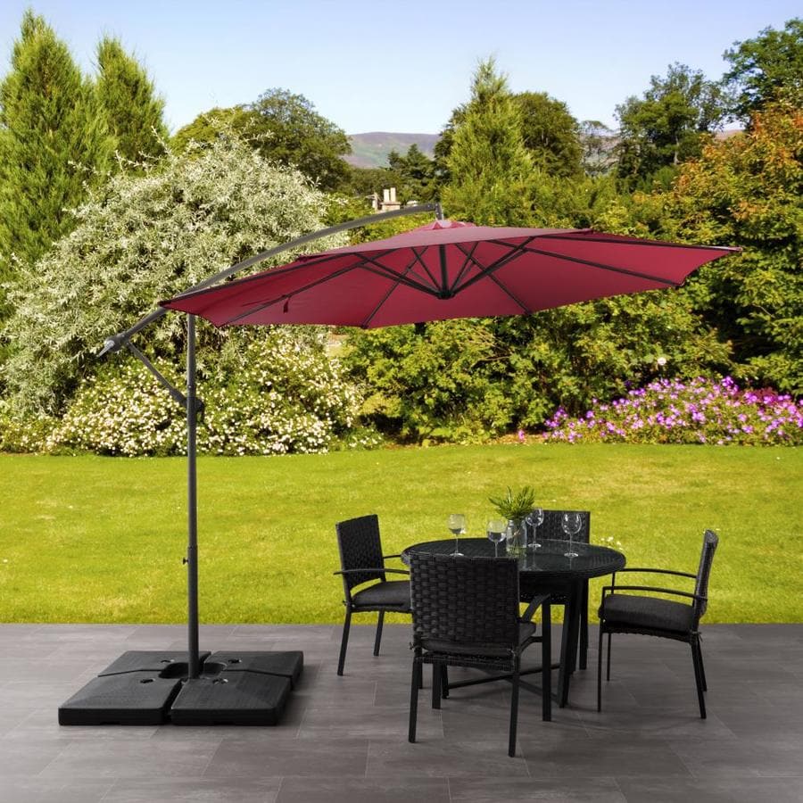 CorLiving 9.5ft UV Resistant Offset Wine Red Patio Umbrella and Patio ...