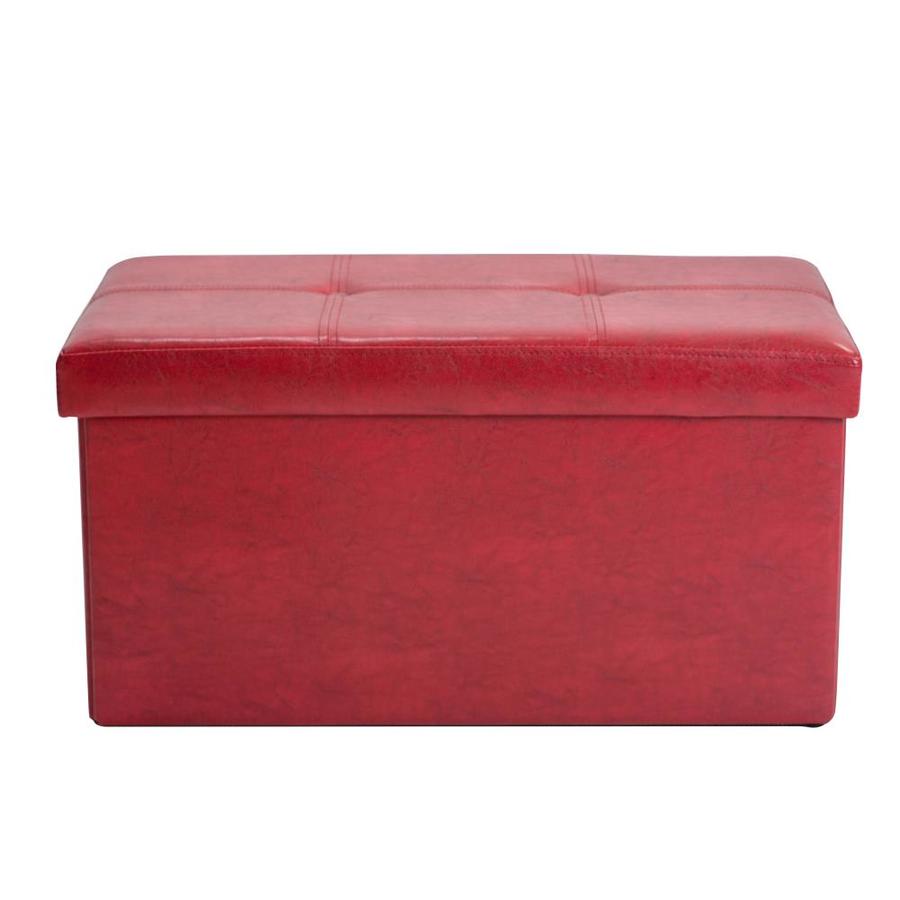 Simplify Casual Red Faux Leather Storage Ottoman in the Indoor Ottomans