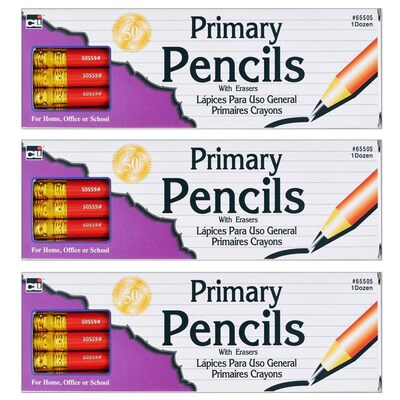 65507 12//box 11//32 Inch Wide Barrel Charles Leonard Secondary Pencil without Eraser Black