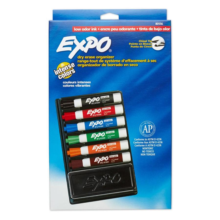 Expo Low Odor Dry Erase Markers With 6 Marker Organizer And Eraser In The Pens Pencils Markers Department At Lowes Com