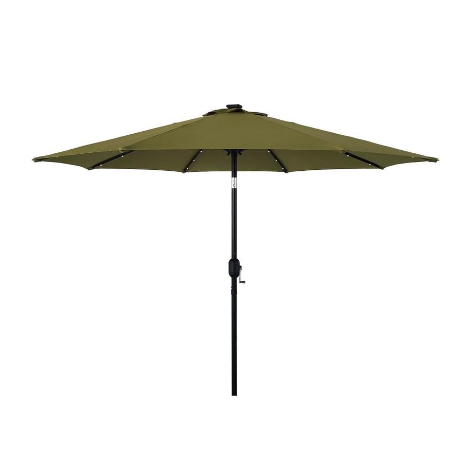 Trademark Innovations 4 5 Ft Half Tan With Black Steel Frame Solar Powered No Tilt Half Round Patio Umbrella In The Patio Umbrellas Department At Lowes Com