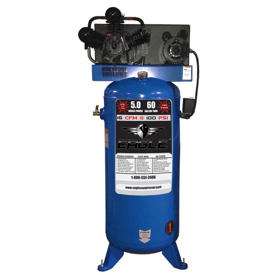 EAGLE 60-Gallon Two Stage Corded Electric Vertical Air Compressor in ...