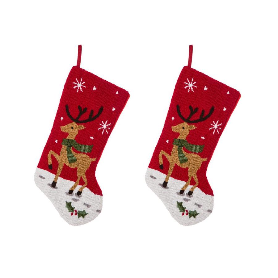 Glitzhome 2PK Reindeer Hooked Stocking in the Christmas Stockings ...
