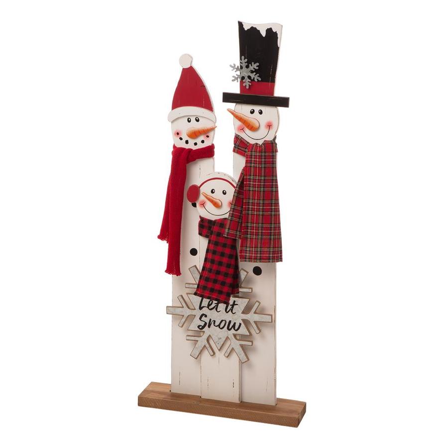 Glitzhome 35.43“H Wooden Snowman Family Porch Decor in the Outdoor ...