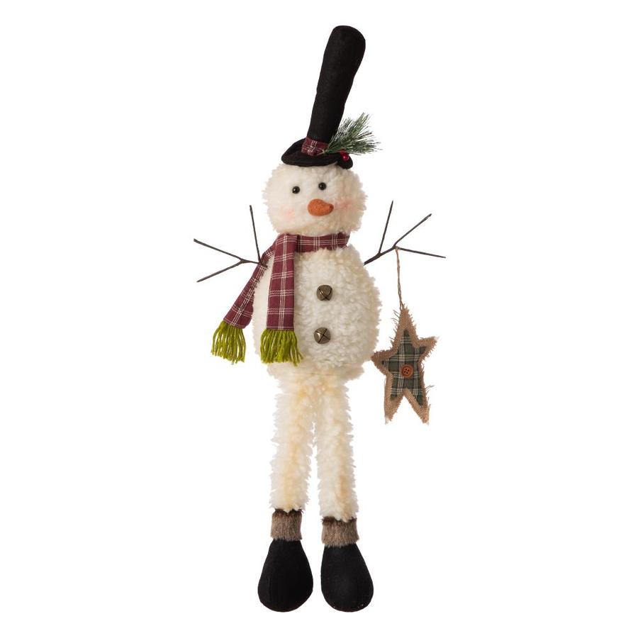 Glitzhome 28-inH Fabric Christmas Snowman Shelf Sitter with Dangling