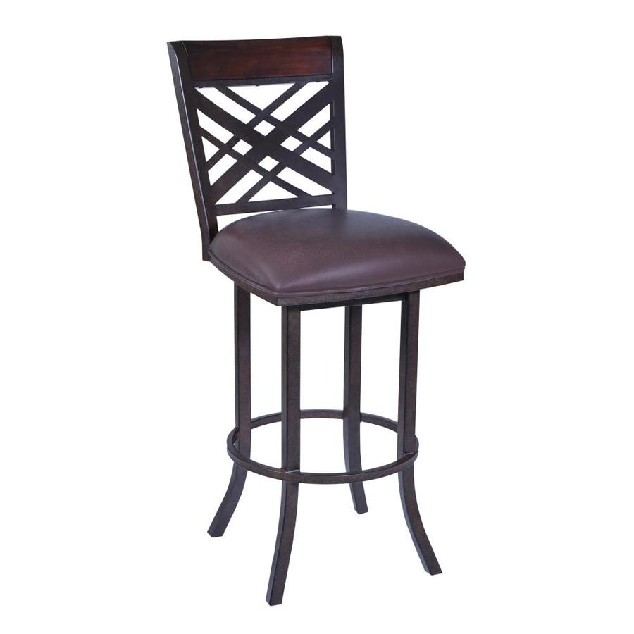 Armen Living Tahiti Brown Counter Height Upholstered Swivel Bar Stool