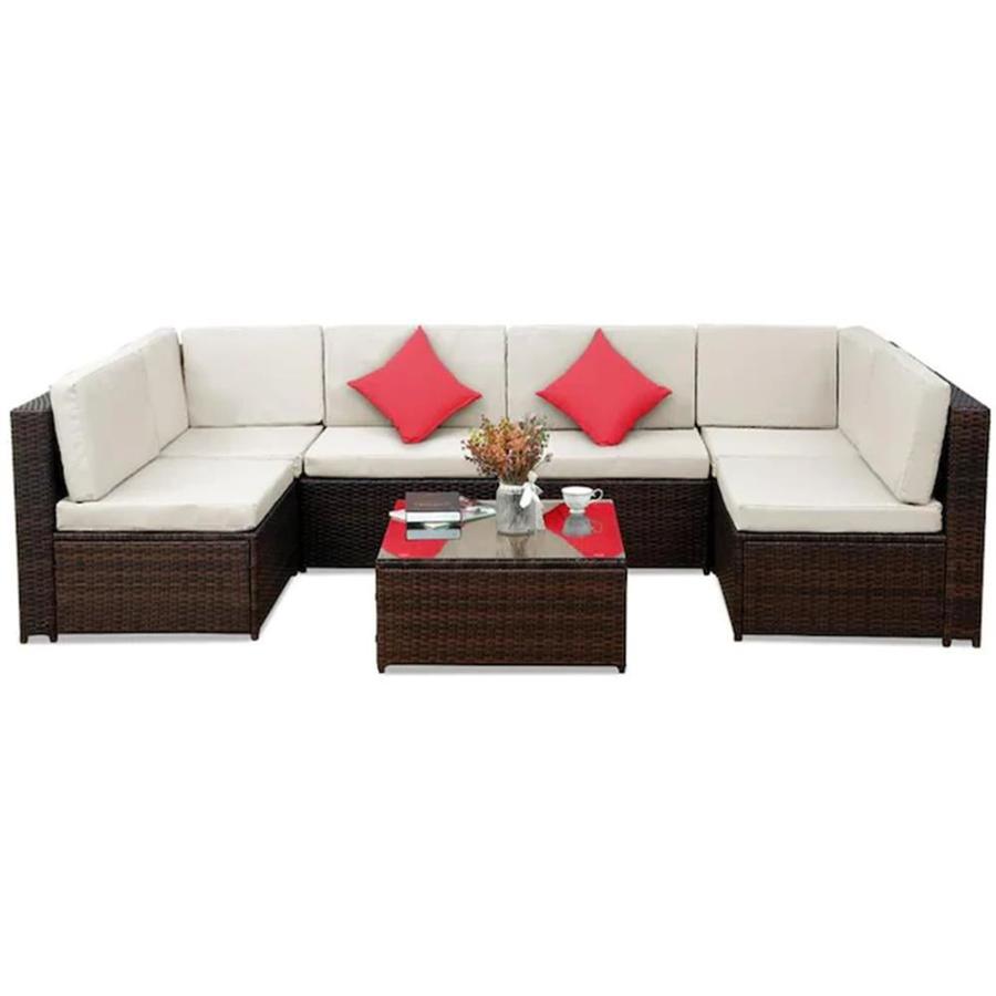 Casainc 4 Outdoor Patio Furniture Sets Rattan Chair Wicker Conversation Sofa Set Outdoor Indoor Backyard Porch Garden Poolside Balcony Use Furniture With Cushions In The Patio Conversation Sets Department At Lowes Com
