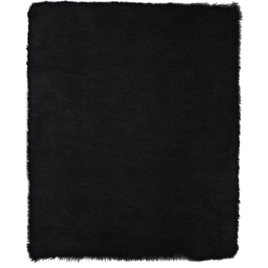 ECARPETGALLERY Faux Sheepskin Plush 4 x 6 Black Indoor Solid Bohemian