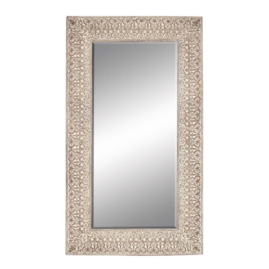 Rectangular Decorative Floral Whitewashed Beige Wall Mirror, 49-in x 86 ...