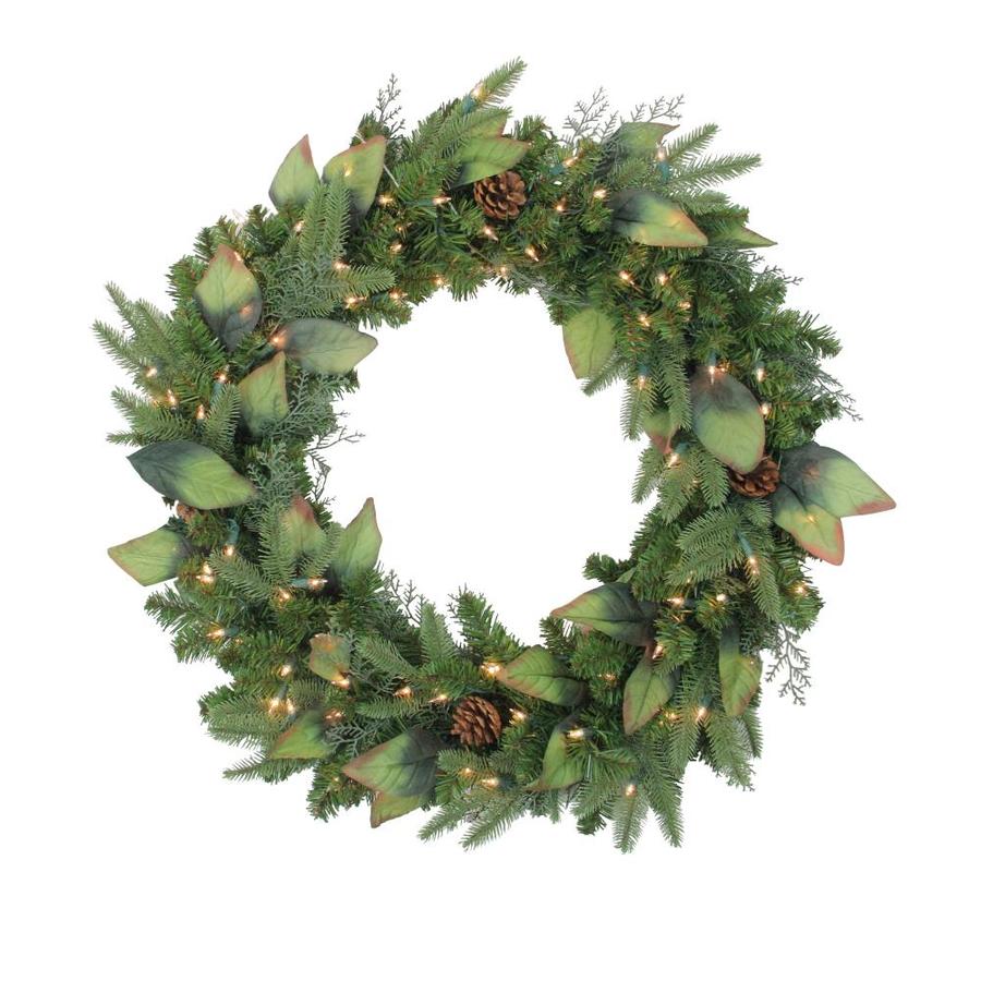 Northlight 30in Prelit Green Pine Artificial Christmas Wreath with