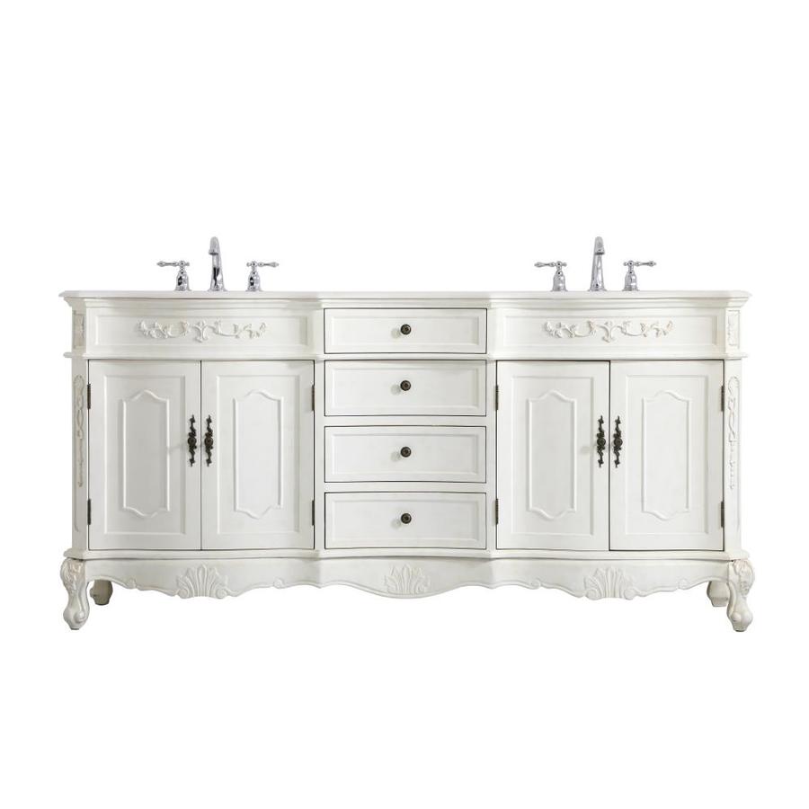 Elegant Decor First Impressions 72in White Undermount Double Sink