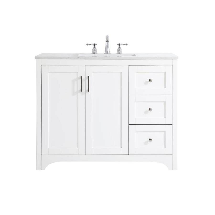 Elegant Decor First Impressions 42 In White Undermount Single Sink Bathroom Vanity With Calacatta Quartz Top In The Bathroom Vanities With Tops Department At Lowes Com
