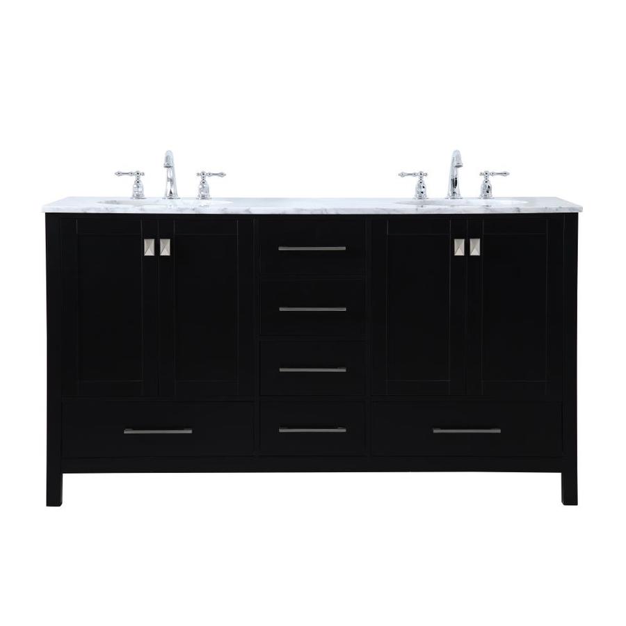 Elegant Decor First Impressions 60in Black Undermount Double Sink