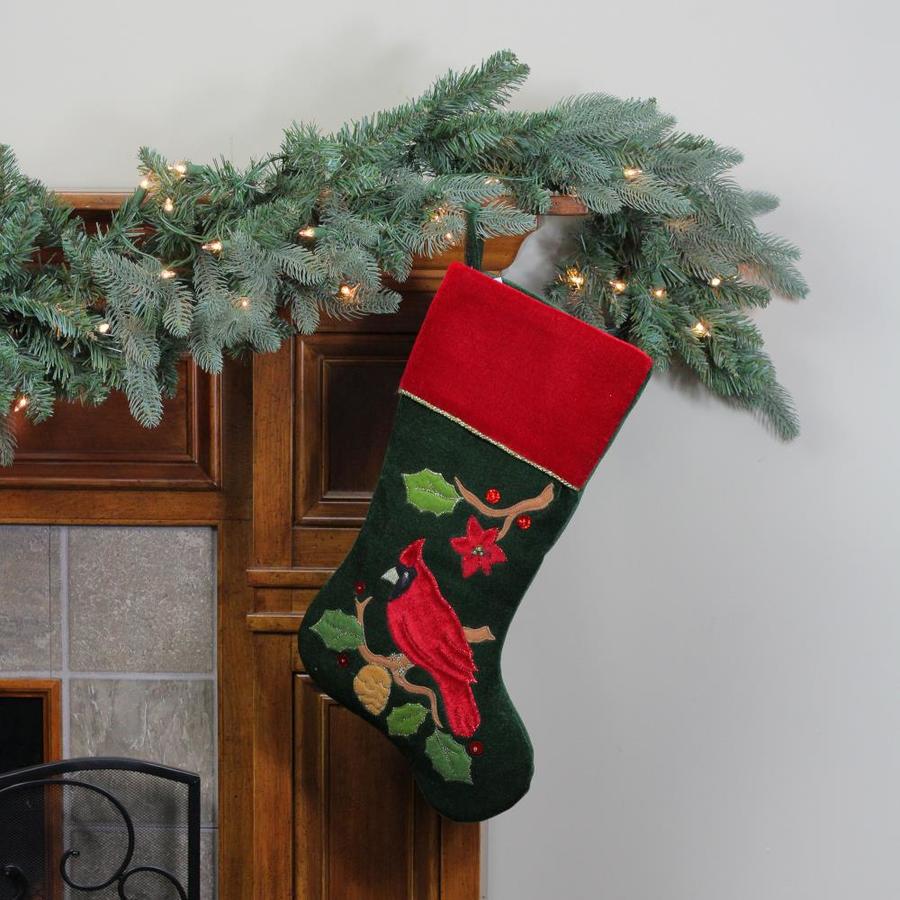 Northlight 20.5-in Red and Green Cardinal Embroidered Christmas ...