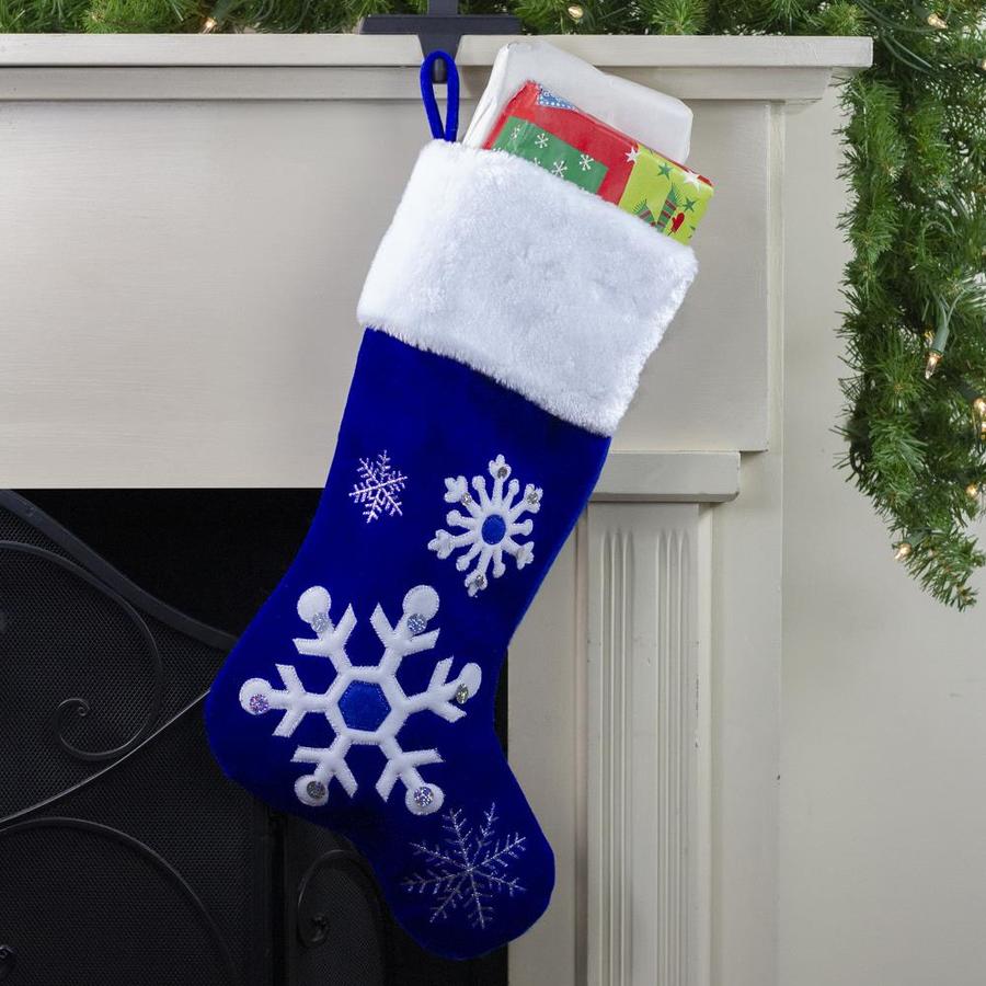 Northlight 22.25-in Blue and White Velveteen Embroidered Christmas ...