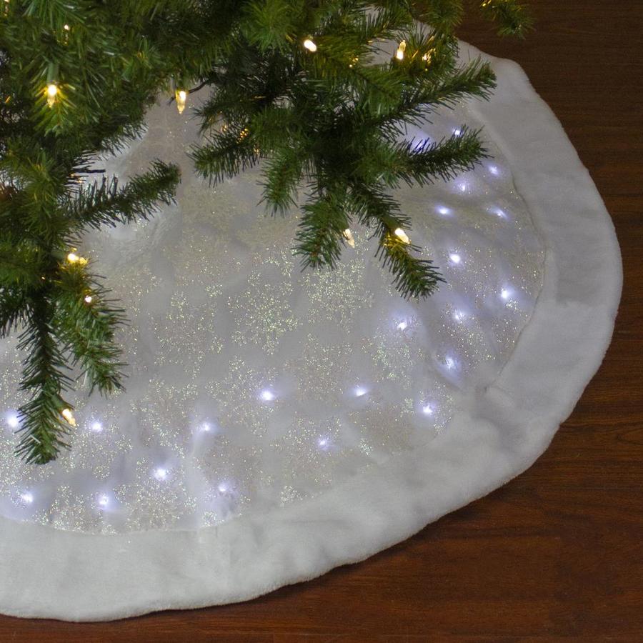 Northlight 48-in LED White Iridescent Snowflake Christmas Tree Skirt ...