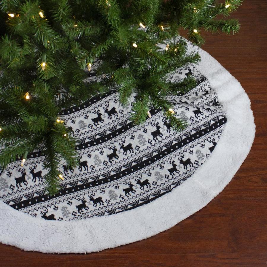 Northlight 48-in Black and White Knitted Reindeer Lodge Round Christmas ...
