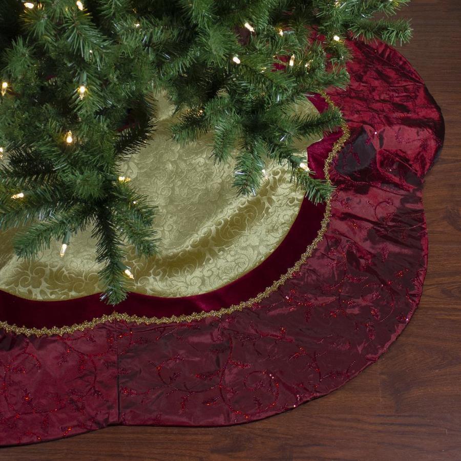 Northlight 60-in Red and Gold Scalloped Sequined Christmas Tree Skirt ...