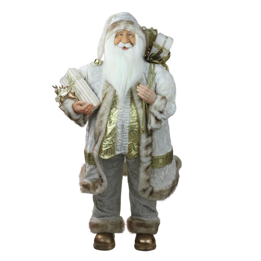 Northlight 36-in Glorious Winter White and Ivory Standing Santa Claus ...
