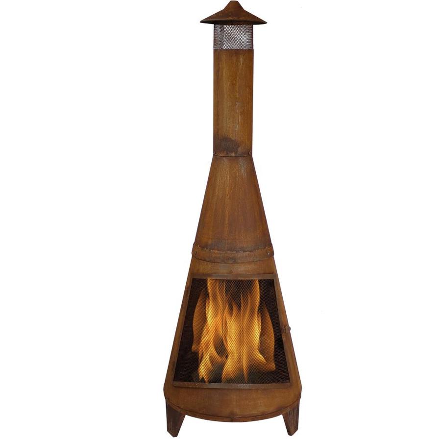 Sunnydaze Decor 70-in H x 23.5-in D x 23.5-in W Orange Steel Chiminea ...