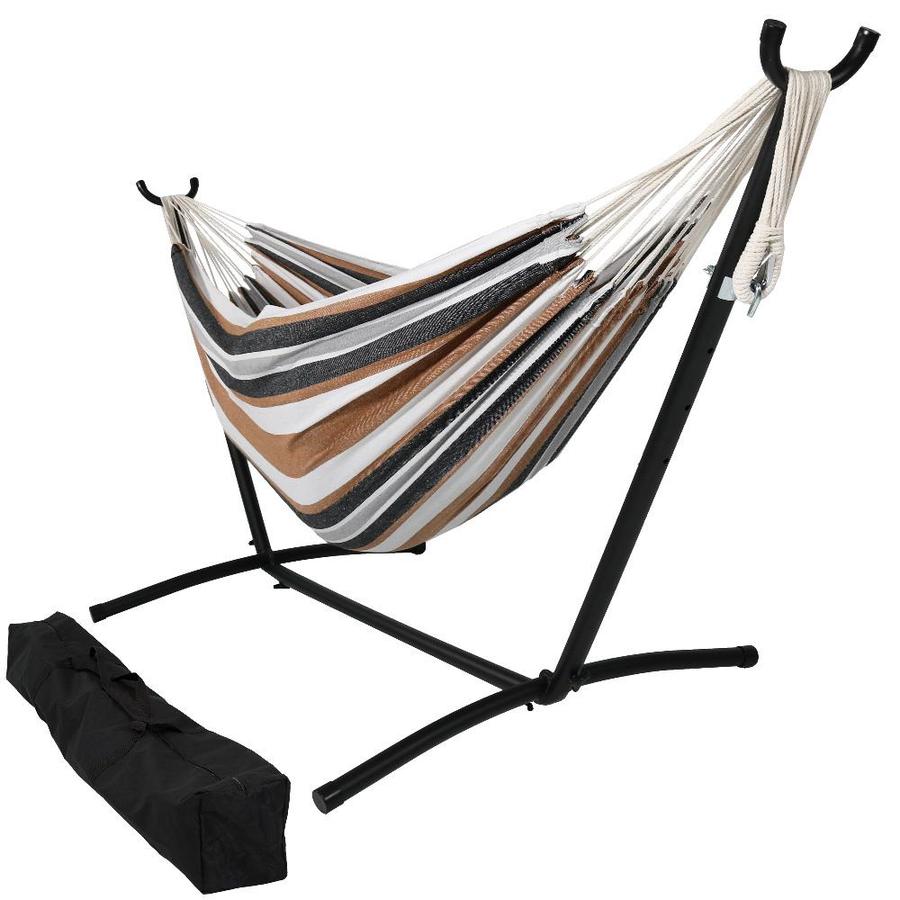 Sunnydaze Decor Brazilian Double Hammock With Stand And Carrying Pouch 2 Person Portable Bed For Indoor Or Outdoor Patio Yard And Porch Calming Desert In The Hammocks Department At Lowes Com