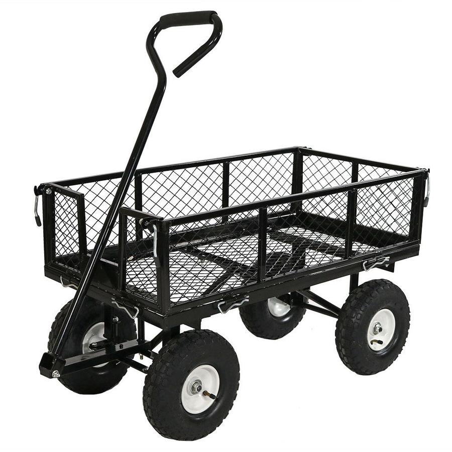 Sunnydaze Decor Utility Steel Garden Cart Outdoor Lawn Wagon with ...