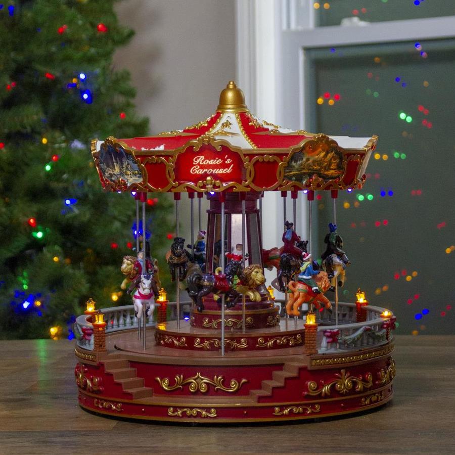 Northlight Red Lighted Carousel Centerpiece in the Christmas Decor ...