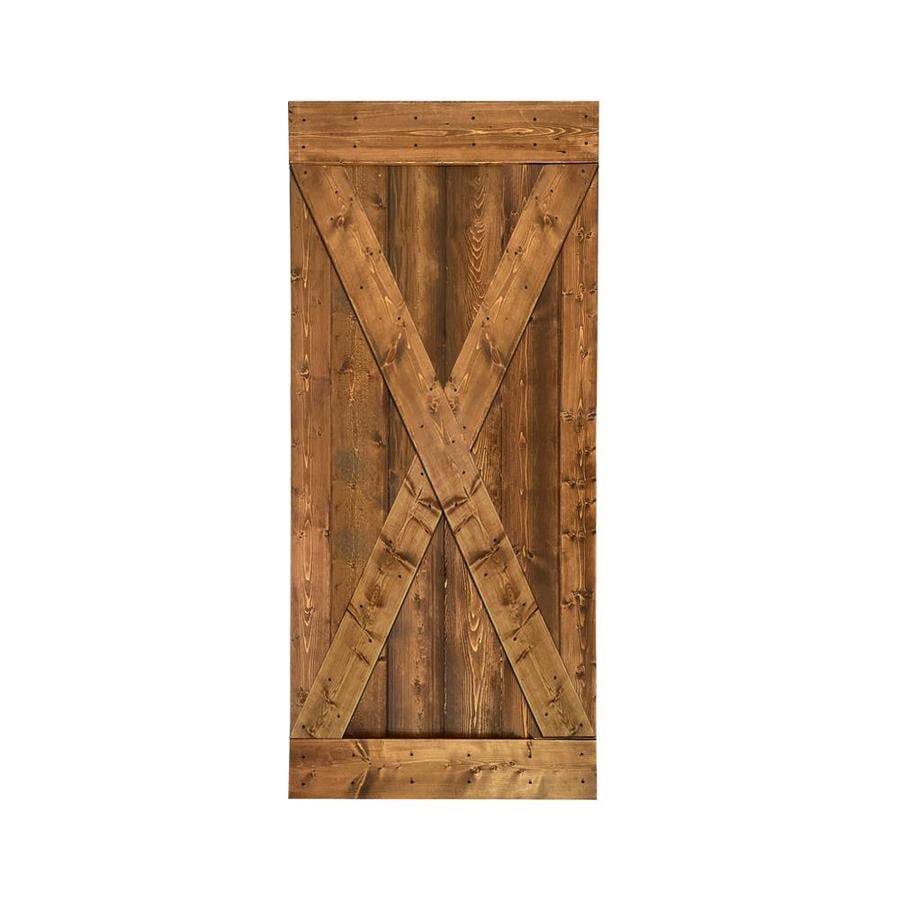 Calhome X Series 42 In X 84 In Walnut 1 Panel Stained Pine Wood Single Barn Door In The Barn Doors Department At Lowes Com