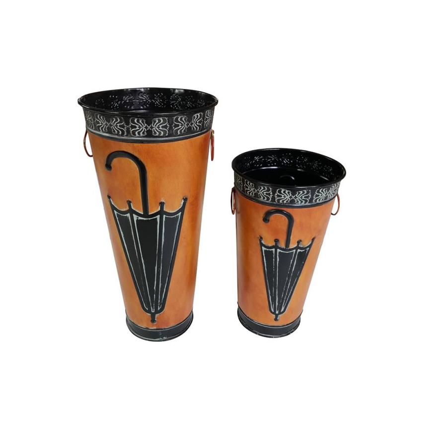 Benzara 2Umbrella Brown Metal Indoor Umbrella Stand in the Umbrella