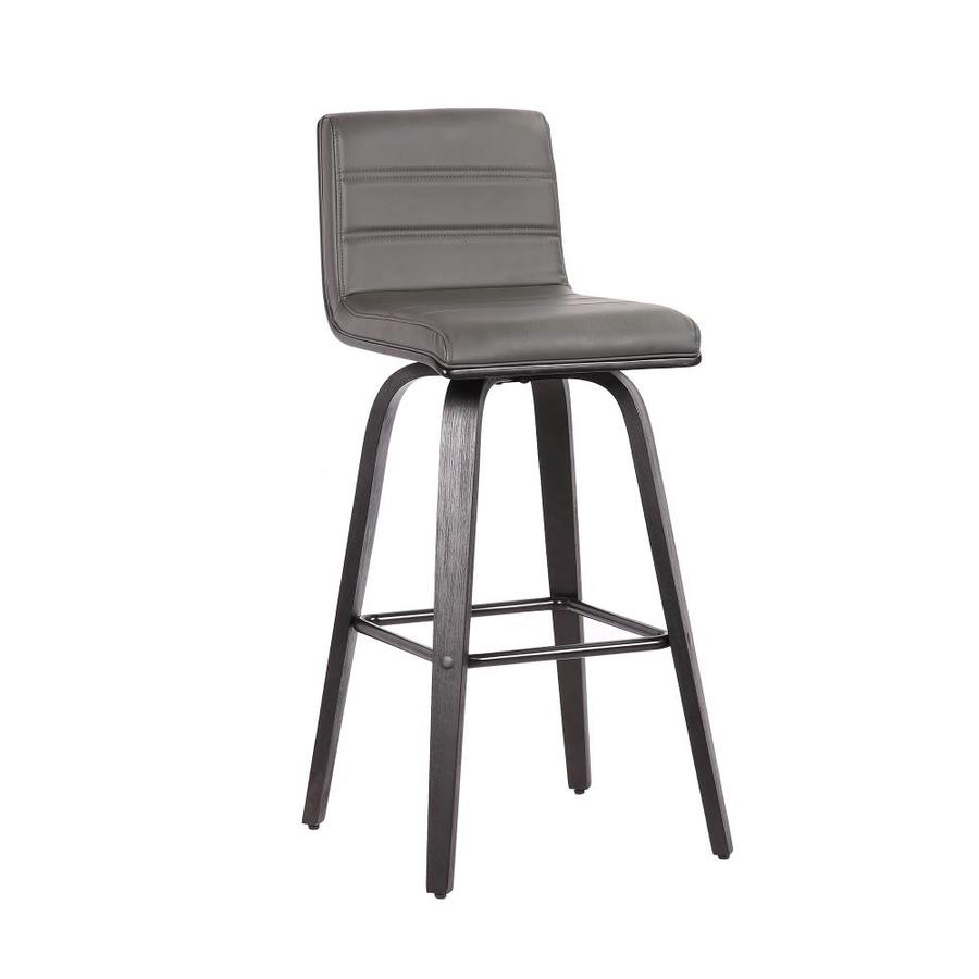 Armen Living Vienna Grey Bar Height Upholstered Swivel Bar Stool in the