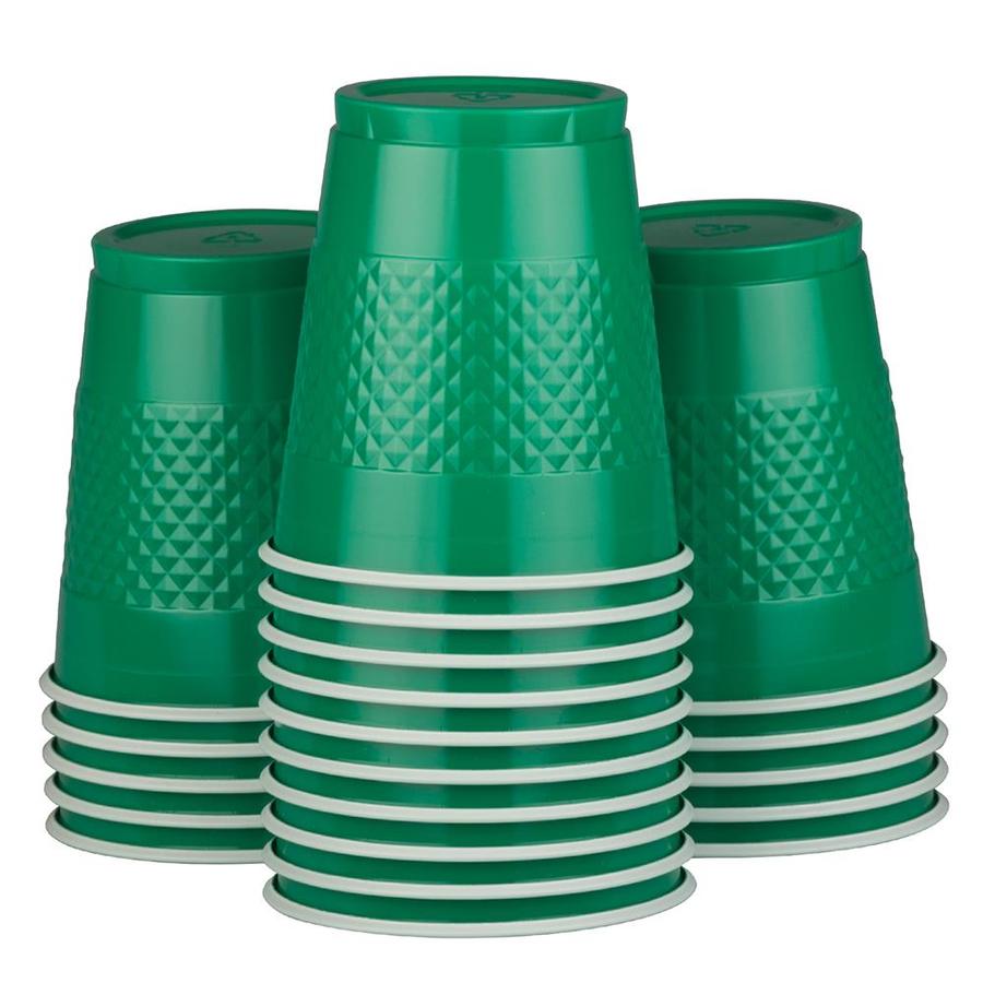 JAM Paper 20Count 12oz Green Plastic Disposable Cups in the