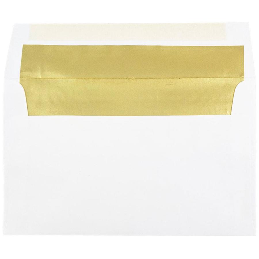 JAM Paper A10 Foil Lined Invitation Envelopes, 6 x 9.5, White with Gold ...