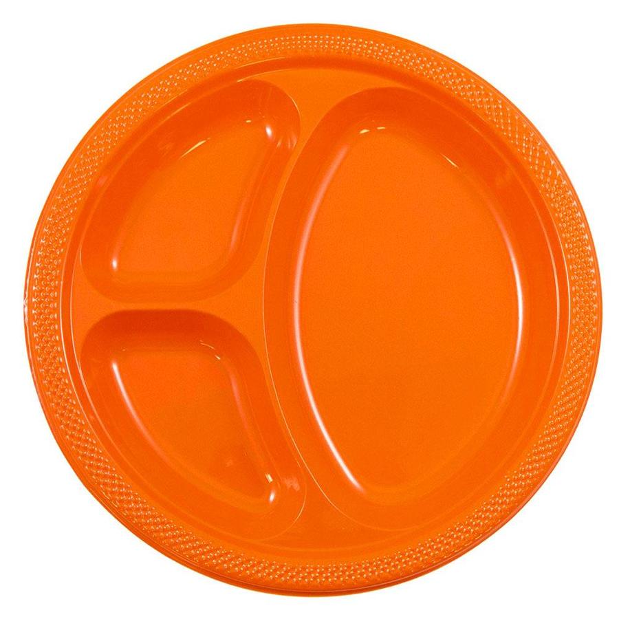 JAM Paper Orange Plastic Leak Proof Disposable Dinner Plates in the Disposable Plates department